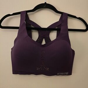 Victoria Sport Angel Max Sports Bra 32D Purple Laser Cut High Impact Racerback